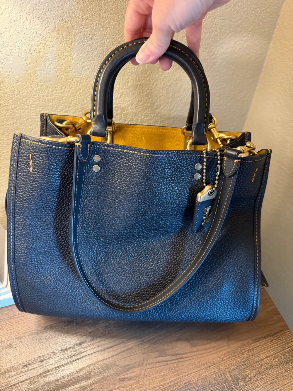 Coach Rogue 30 Black Pebbled Leather with Gold Hardware